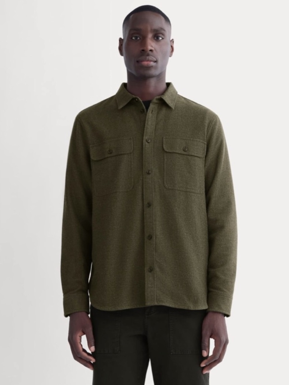Everlane THE HEAVYWEIGHT OVERSHIRT Heathered Green Size Large Relaxed Fit‎